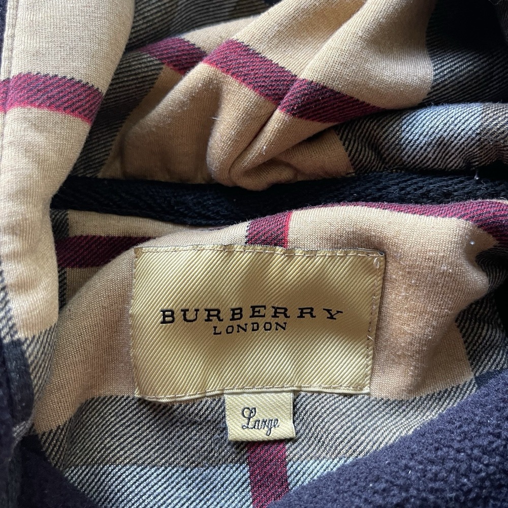 Burberry London Nova Check Hoodie Fleece Button Jacket Size Large Plaid - Picture 3 of 6
